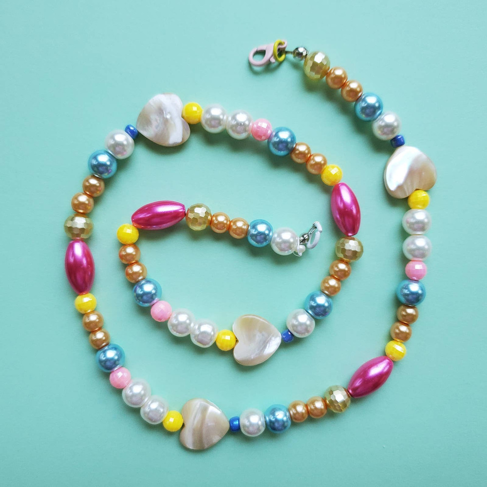Sweet Heart - Pastel  90s Inspired Handmade Multicolored Beaded Necklace